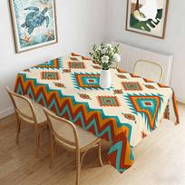 Vintage Geometric Art Waterproof Rectangular Tablecloth Tribal Herringbone Texture Printed Tables Cover for Kitchen Dining Party 90x140cm