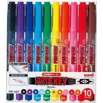 Mitsubishi Pencil Procky Twin Sign Extra Fine Fine 10 PM120T10CN Water-Based Pen, + Tip, Colors,