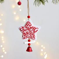 Christmas Tree Ornament Wood Christmas Bells Pendants Heart Shape Decorative Xmas Tree Star Ornaments Red Star Car Ornament Home