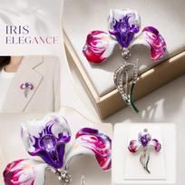 Purple Flower Brooch Pin for Women Suit Coat Jacket Alloy Floral Accessory one size