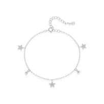 OAHLAN Fine Jewelry Star-set Diamond Bead Pendant S925 Sterling Silver Bracelets for Women Daily Party Wear Anniversary Gift 16+4cm