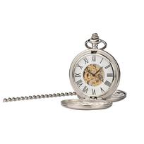 Mechanical Pocket Watch Silver Skeleton Mechanical Automatic Pocket Watch sidabras