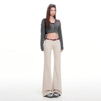 Early Spring Khaki Low Waist Y2K Slim Micro Flare Denim Pants For Women Casual Pants Oversize Denim Trousers XS