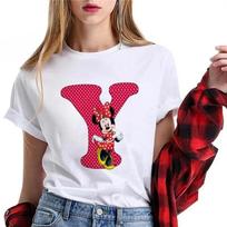 Fashion Woman Blouses Summer Women T-shirt Cute Mickey Mouse Minnie Letter E Shirt Disney Cartoon Clothes Aesthetic Tshirt L