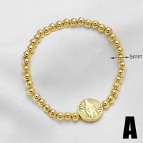 European Hot Sale Copper Mother Cross 5mm Beaded Bracelet, High Texture Fashion Religious Wrist Jewelry Accessories for MenWomen 1