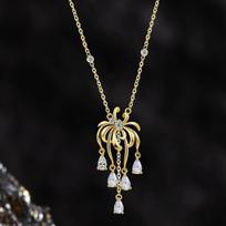 Fine 925 Sterling Silver Link White Moissanite Tassel Necklace Firework Pendant Romantic Jewelry Custom Personalized Party Gift 39cm+4cm