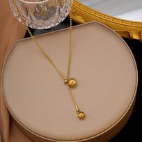 Ins Female Noble Tassel Necklace Luxurious and Tasteful Golden Saturn Bead Necklaces Hot Selling Adjustable Jewelry 41cm-50cm&18K Plating