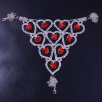 Drop Shipping Red Crystal Heart Thong Panties Rhinestone Bikini Belly Waist Body Chain Jewelry