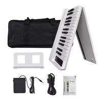 Foldable 61-Key Rechargeable Digital Piano - Portable MIDI Keyboard for Beginners black