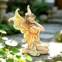 Garden Fairy Statue Figurine Lawn Balcony Patio Decorative Sturdy Shelf Welcome Gift Ornament