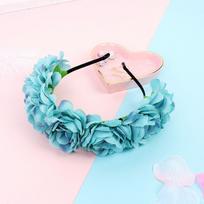 Bohemia Headdresses Princess Bride Headhoop Women Flower Headband Wedding Party Beach Headwear Light blue