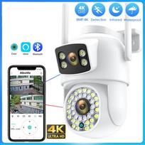 Nauja ES 8MP 4K Wifi IP kamera su dviem ekranais naktinio matymo PTZ vaizdo stebėjimo kamera lauko žmogaus aptikimo CCTV apsaugos kameros ICSEE programa 4MP NO SD Card