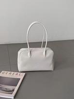 Victoria Women's Commuter Bag: Togo Leather, Large Capacity Handbag for Short Business Trips, Shoulder Tote, Cowhide Material. Small (32x20x12cm) beveik baltos spalvos