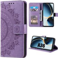 Case for Samsung Galaxy A36 5G - BOOLING - Scratch-Resistant Synthetic Leather Exotic Pattern Purple