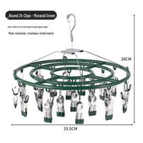 Stainless Steel Windproof Drying Rack with 24 Clips - Multifunctional Clothes and Sock Hanger gray