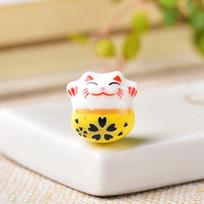 10pcs Fortune Cat Raise Claws 14mm Cross Hole Ceramic Porcelain Loose Beads Creativity Beads For Jewelry Making Accessories DIY Crafts Findings 14mm-10pcs