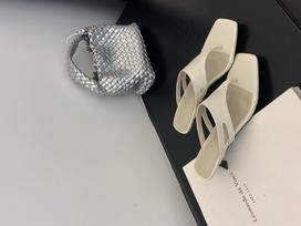 One-word slippers fairy shoes wear 2025 summer French toe vacation high-heeled sandals 35