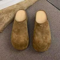 Madingi aukštakulniai moteriški klumpiniai batai Platforminiai madingi šlepetės Suede Slingback Nauji moteriški batai 2025 Ruduo Dizainerio Zapatos De Mujer 37 beige