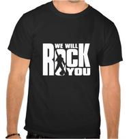 Queen Freddie Mercury We Will Rock You Rock Music Logo BLACK T-Shirt - 1164- S