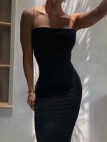 Vasaros juoda seksuali suknelė Moteriška gatvės apranga be rankovių be nugarų, vientisa spagečių juostele Bodycon laisvalaikio klubo apranga Elegantiškos vakarėlio suknelės L juoda