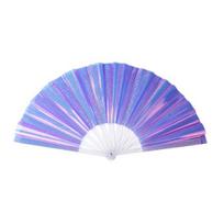 Holographic Folding Fan Large Iridescent Handheld Fan Portable Summer Cooling Fan Decoration Dance Performance Props Party Accessories