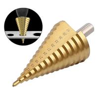 HSS Step Cone Drill Bit 4-42mm Round Handle Titanium Plated Hole Cutter Spiral Fluted Step Cone Drill Wood Metal Hole Cutter China Mainland