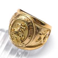 San Jorge Saint George Slaying Dragon Finger Ring for Men Women Gold Color Stainless Steel Soldier Horse Rings Jewelry R555S02 6.5