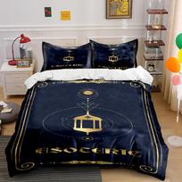 Esoteric Golden Moon and Geometric Design Bedding set (1 duvet cover, 2 pillowcases, duvet not included) 135x200cm
