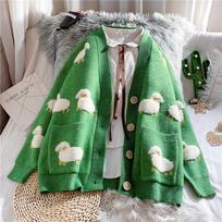 Very Fairy Sweater Cardigan Female Loose Outer Wear Lazy Wind Knit Sweater Jacket Spring and Fall Comfortable Versatile and Fashionable One size