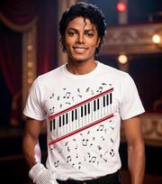 Michael Jackson Beat It Fortepijono Klavišai Marškinėliai, Pop Muzikos Karalius Marškinėliai Unisex Marškinėliai L brown