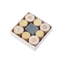 8Pcs Wood Craft Stamp Scrapbooking Stamp Flower Stamper with Inkpad for Scrapbooking Journal Planner Album Calendar