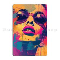 Woman portrait in pop art style strong woman feminism female empowerment Metal Plaques Garage Cinema Customize Tin Sign Poster 20x30cm（7.8x11.8inch）