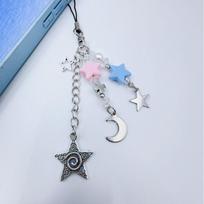 Key Chain Y2k Star & Cross Phone Chain Spice Girl Style Y2k Star & Cross Phone Strap  Car Key Chain B