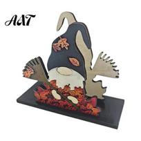 Rustic Pumpkin Maple Leaf Decoration Thanksgiving Solid Wood Napkin Holder, Fall Harvest Gnome Scarecrow Turkey Tissue Table Decor Dispenser, A