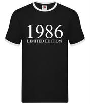 Limited Edition 1986 - Mens Ringer - Birthday Present 38th 38 Gift Age L