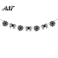 Reused Holiday Decoration Supplies Happy Halloween Banner, Cloth Garland Horror Ghost Bat Spider Web Flags Autumn Festival Celebration Honeycomb Ball 2
