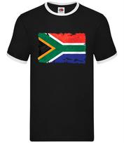 South Africa Grunge Style Flag - Mens Ringer - Cape Town Country Travel Gift M