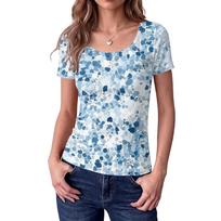 Women's Retro Floral Square Neck Short Sleeve Top - Fitted Vintage Print Blouse, Cute Casual Wear for Summer Outfits L