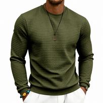 Men's Color Long Sleeve Sweatshirt, Neck, Loose Fit, Plaid Pattern Casual Pullover L