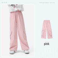 Girls' Straight-Leg Cargo Pants with Heart Pockets 130