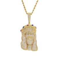 Cross-Border Fashion Hip-Hop Zircon-Inlaid Portrait Pendant Necklace Men's European/American Style Personalized Rope Chain