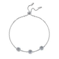 Fine Jewelry 0.9CT VVS GRA Moissanite Bubbles Chain Link Bracelet S925 Silver Bezel Setting Adjustable Pull Designer for Women 23CM&0.9ct High Carbon Diamond