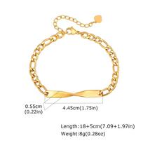 Vnox Adjustable Men's Mobius Chain Bracelet, Gold Silver Color Stainless Steel Waterproof Figaro Wristband Simple Male Jewelry