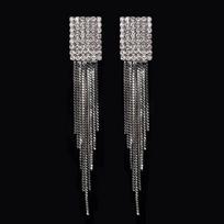 Cross-Border New Arrival Trendy Grace Ear Studs Earrings Multi-Row Diamond-Studded Tassel Ornament  E037