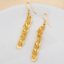 Gold Plated Cross-Border New Trendy Petal String Tassel Earrings Net Red Hot Style Long Tassel Earrings
