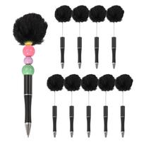 PATIKIL Pom Pom Ballpoint Fluffy Ballpoint Plastic Pom Pom Cute Bead DIY Gift Stationery Set of 10 Pens, Pens, Pens, Pens, - (Black)