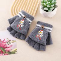 Cold-proof and Warm Plus Velvet Ultraman Fingerless Half-finger Flip-up Student Writing Woolen Knitted Gloves S