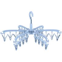 Hosiery Drying Rack with 24 Clips Plastic Laundry Hanger Rotatable Clothes Drying Rack Portable Foldable Sock Rack Windproof 24 white