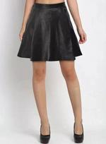 Lambskin Leather Party Women's Skirt Black Genuine Stylish Formal Wear Soft S