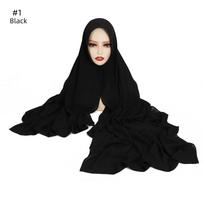 Premium Instant Chiffon Hijab With Built In Magnet Buckle Solid Color Woman Muslim Hijab Scarf Soft Islam Turban Headband Shawl
